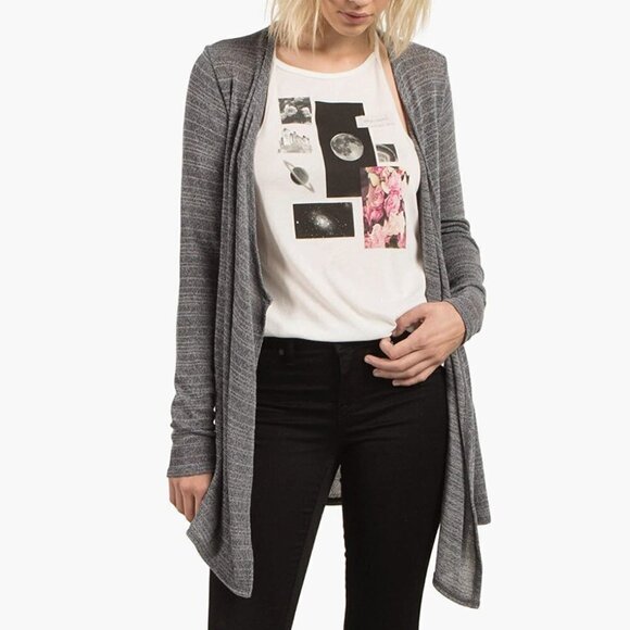 VOLCOM Wrap Open Front Cardigan Sweater - Picture 2 of 15